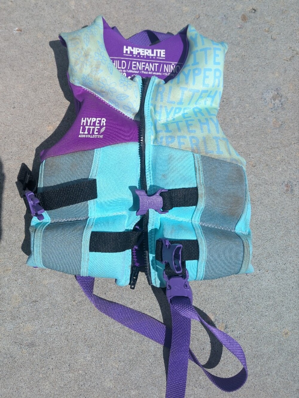 Hyperlite Kids Life Jacket in Teal & Purple